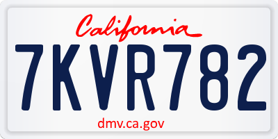 CA license plate 7KVR782
