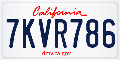 CA license plate 7KVR786