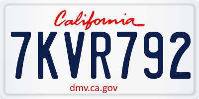 CA license plate 7KVR792