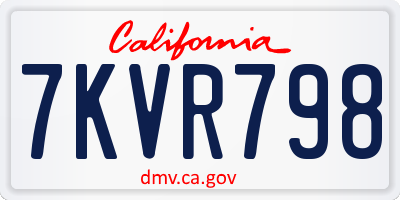 CA license plate 7KVR798