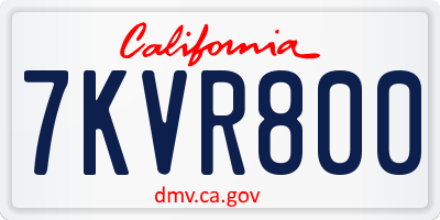 CA license plate 7KVR800