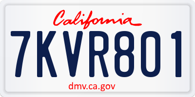 CA license plate 7KVR801