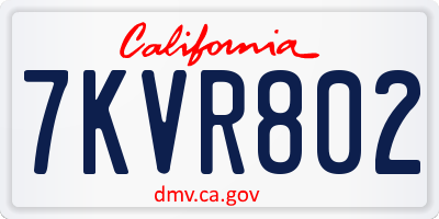 CA license plate 7KVR802