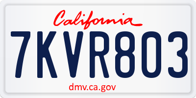CA license plate 7KVR803
