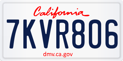 CA license plate 7KVR806