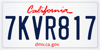 CA license plate 7KVR817