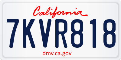 CA license plate 7KVR818