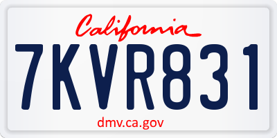 CA license plate 7KVR831