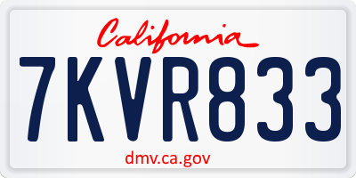 CA license plate 7KVR833