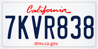 CA license plate 7KVR838