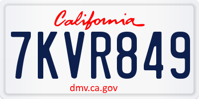 CA license plate 7KVR849