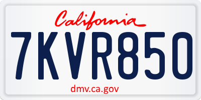 CA license plate 7KVR850