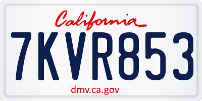 CA license plate 7KVR853