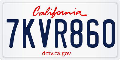 CA license plate 7KVR860
