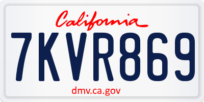 CA license plate 7KVR869