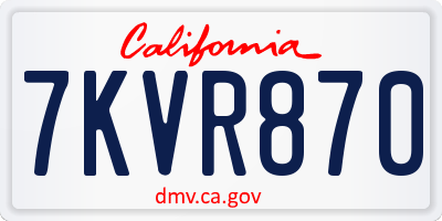 CA license plate 7KVR870