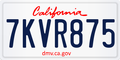 CA license plate 7KVR875
