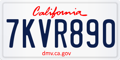 CA license plate 7KVR890