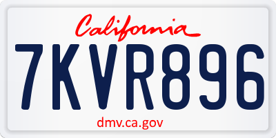 CA license plate 7KVR896