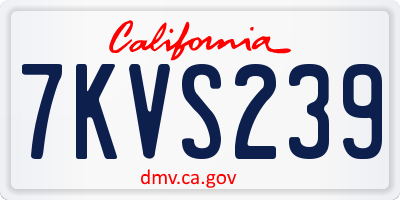 CA license plate 7KVS239