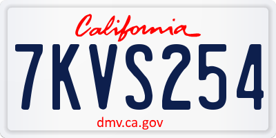 CA license plate 7KVS254