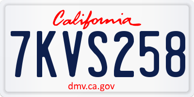 CA license plate 7KVS258