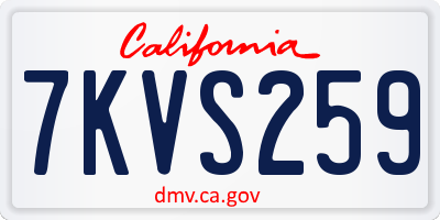 CA license plate 7KVS259