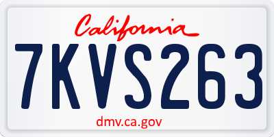 CA license plate 7KVS263