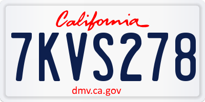 CA license plate 7KVS278