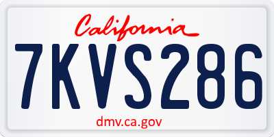 CA license plate 7KVS286