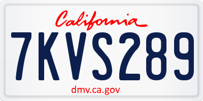 CA license plate 7KVS289