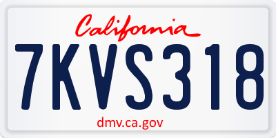 CA license plate 7KVS318