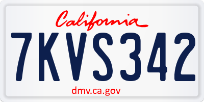 CA license plate 7KVS342