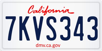 CA license plate 7KVS343