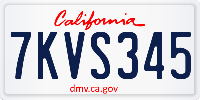 CA license plate 7KVS345