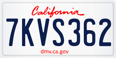 CA license plate 7KVS362