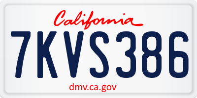 CA license plate 7KVS386