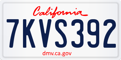 CA license plate 7KVS392