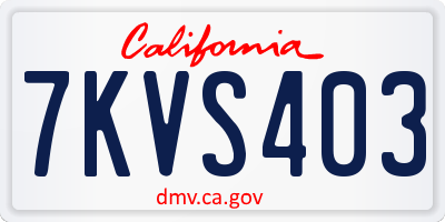 CA license plate 7KVS403