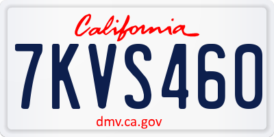 CA license plate 7KVS460