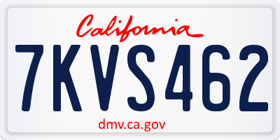 CA license plate 7KVS462