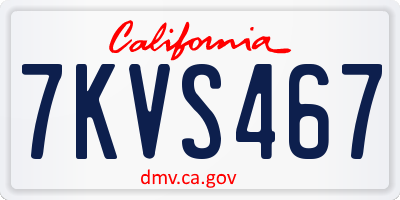 CA license plate 7KVS467