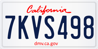 CA license plate 7KVS498