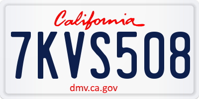 CA license plate 7KVS508