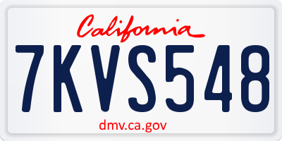 CA license plate 7KVS548
