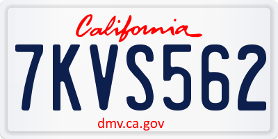 CA license plate 7KVS562
