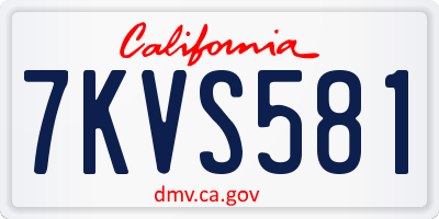 CA license plate 7KVS581