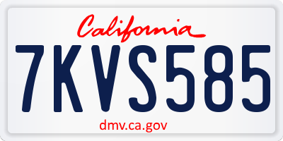 CA license plate 7KVS585