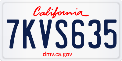 CA license plate 7KVS635