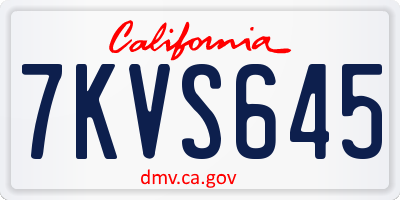CA license plate 7KVS645